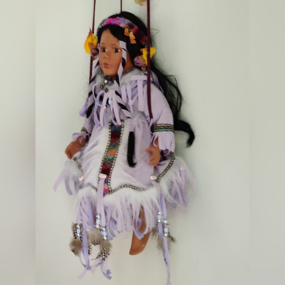 Cathay Collection Porcelain Doll Native American Girl on a swing - Picture 4 of 8
